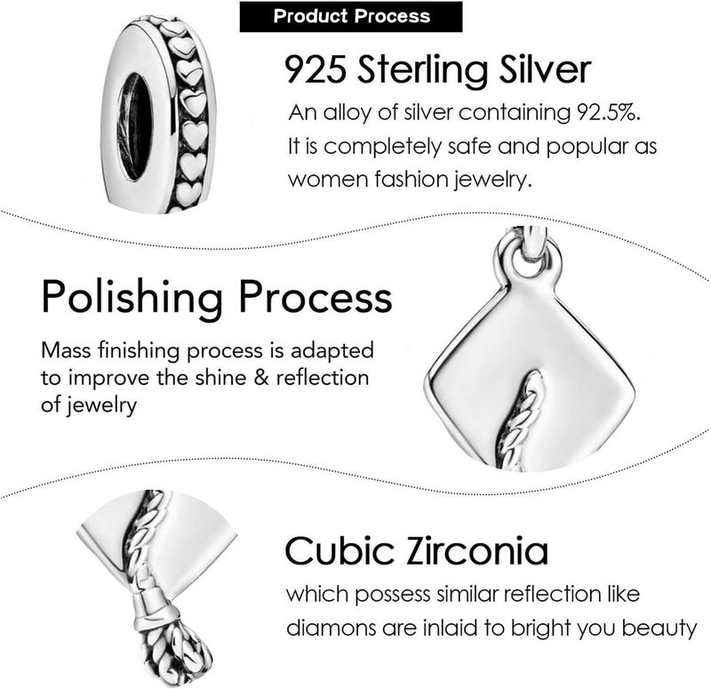 VALGACLS Mom Wife Daughter Love Heart Wedding Rings Charms 925 Sterling Silver Charms for Bracelets Necklace Valentine's Day Mother's Day Jewelry Charm for Women - Image 4